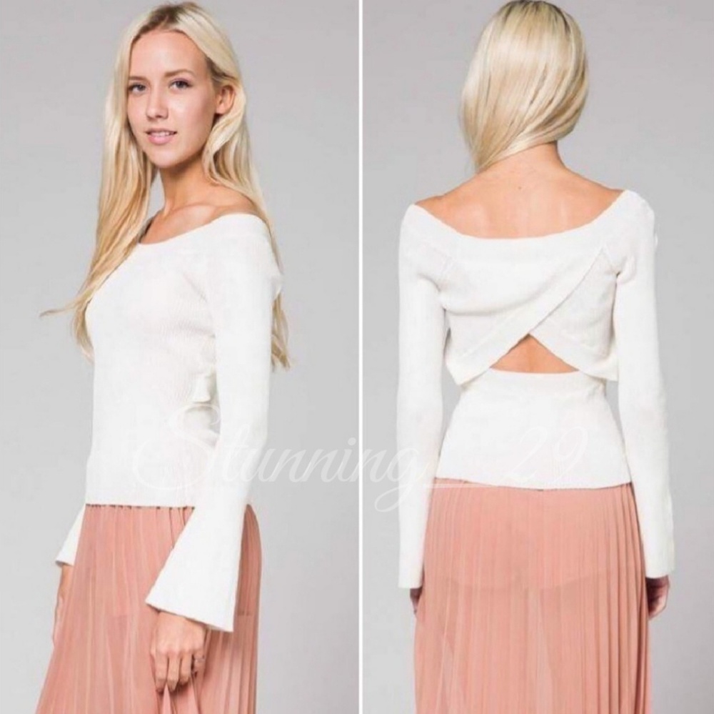 🆕️[LAST 1]IVORY L/S OPEN BACK RIBBED TOP